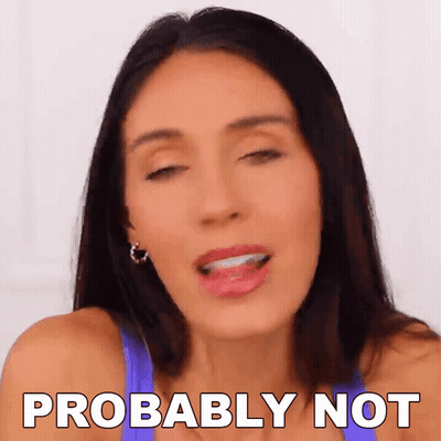 Woman In Purple Tank Top Making Face Saying Probably Not GIF