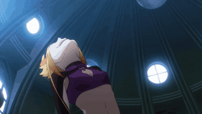 Woman In Purple Top, Black Gloves, Looking Skyward GIF