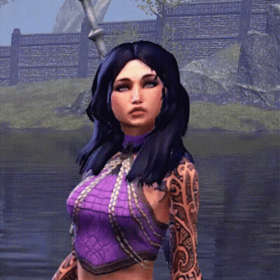 Woman in Purple Top With Tattoo by River