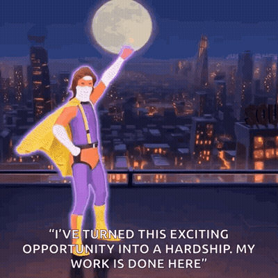 Woman In Purple Yellow Superhero Costume Holding Moon GIF