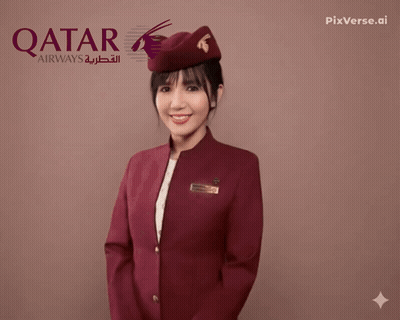 Woman In Qatar Airlines Uniform Dancing GIF