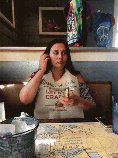 Woman In Queen Of Crabs T-Shirt GIF