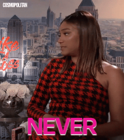 Woman In Red And Black Dress Saying Never GIF