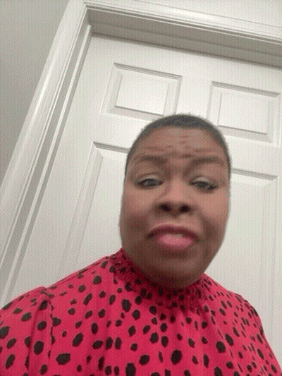 Woman In Red And Black Polka Dot Shirt Funny Face GIF
