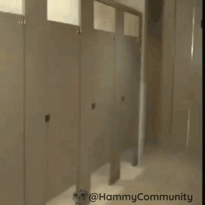Woman In Red And Girl In Yellow In Restroom GIF