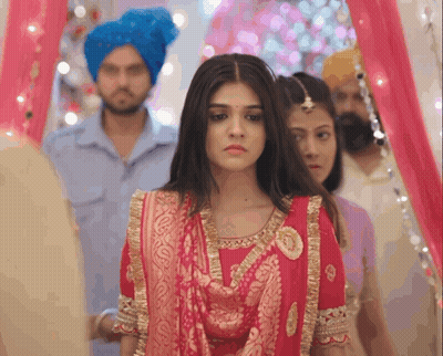 Woman In Red And Gold Dress GIF