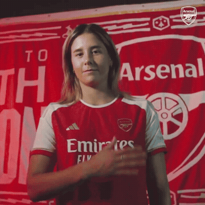 Woman In Red And White Arsenal Jersey GIF