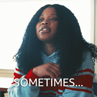 Woman In Red And White Striped Shirt Saying Sometimes GIF