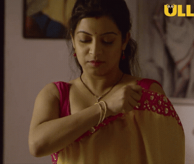 Woman In Red And Yellow Dress With Ull GIF