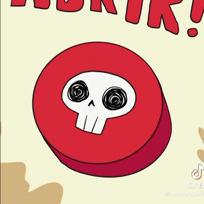 Woman In Red Apron With Help Badge GIF