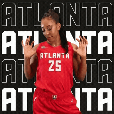 Woman In Red Atlanta Jersey Number 25 GIF