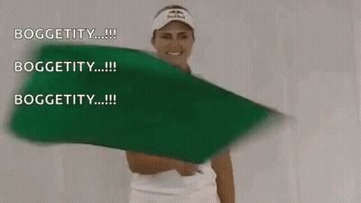 Woman In Red Bull Hat Holding Green Cloth GIF