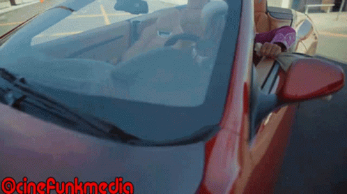 Woman In Red Car Cinefunkmedia GIF