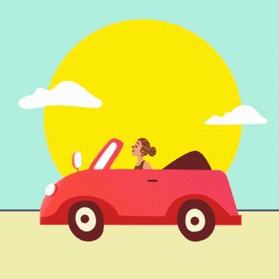 Woman In Red Car With Hello Summer GIF