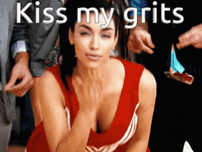 Woman In Red Cheerleading Uniform Kissed By Man GIF