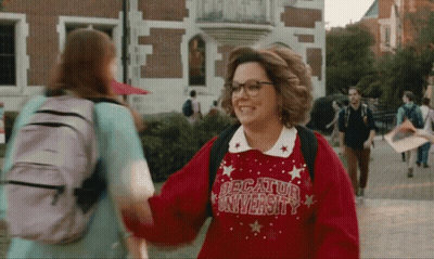Woman In Red Decatur University Sweater Shaking Hands GIF
