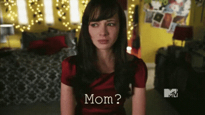 Woman In Red Dress Asking Mom GIF