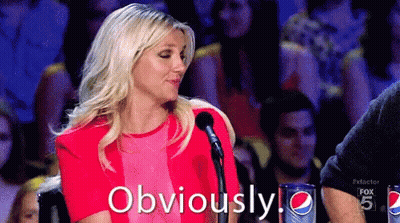 Woman In Red Dress At Microphone Says Obviously GIF