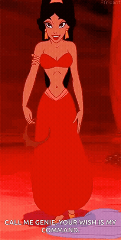 Woman In Red Dress Call Me Genie GIF