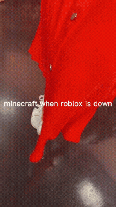 Woman In Red Dress Dancing Minecraft When Roblox Is Down GIF