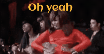Woman In Red Dress Dancing Oh Yeah GIF