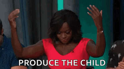 Woman In Red Dress Dancing Saying Produce The Child GIF