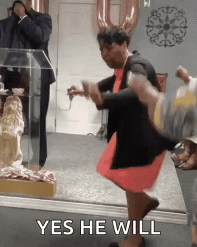 Woman In Red Dress Dancing Yes He Will GIF