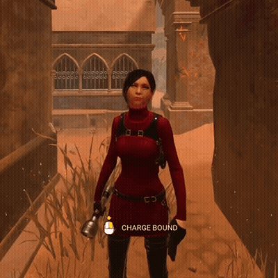 Woman In Red Dress Holding Flashlight Charge Bound GIF