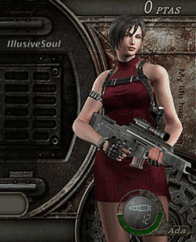 Woman In Red Dress Holding Gun In Front Of PTAS Sign GIF