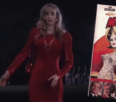 Woman In Red Dress Next To Jack Nicholson Poster GIF