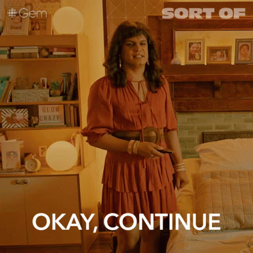 Woman In Red Dress Okay Continue GIF