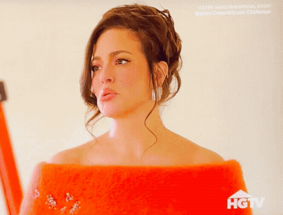 Woman In Red Dress On HGTV Screen GIF