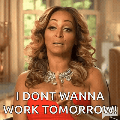 Woman In Red Dress Saying I Don T Wanna Work Tomorrow GIF