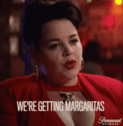 Woman In Red Dress Saying Margaritas GIF