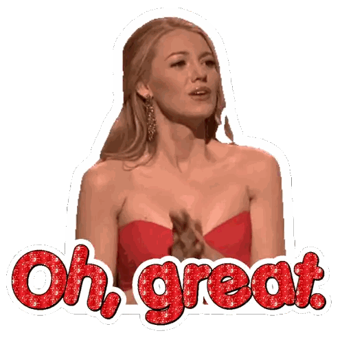 Woman In Red Dress Saying Oh Great Sticker