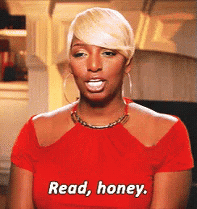 Woman In Red Dress Saying Read Honey GIF