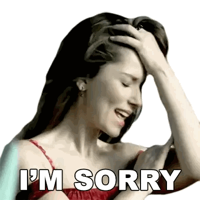 Woman In Red Dress Saying Sorry Sticker