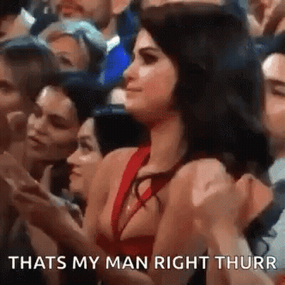 Woman In Red Dress Saying That's My Man Right Thurr GIF