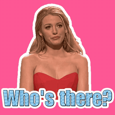 Woman In Red Dress Saying Who's There GIF