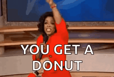 Woman In Red Dress Saying You Get A Donut GIF