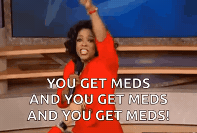 Woman In Red Dress Saying You Get Meds GIF