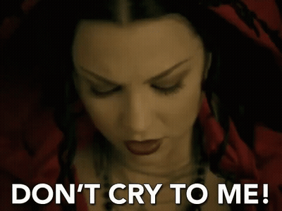 Woman In Red Dress Says Don't Cry To Me GIF