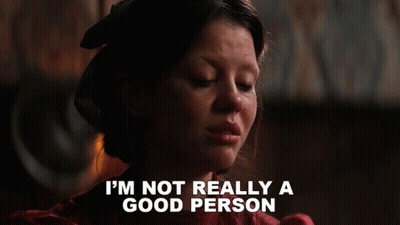 Woman In Red Dress Says Not Really A Good Person GIF