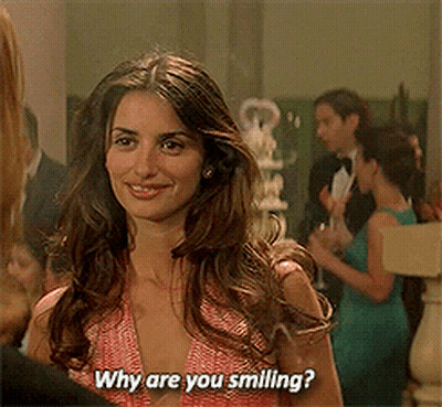 Woman In Red Dress Says Why Are You Smiling GIF