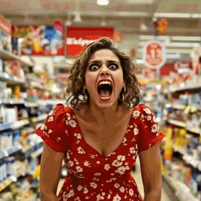 Woman In Red Dress Screaming At Walgreens GIF