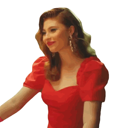 Woman In Red Dress Smiling Sticker