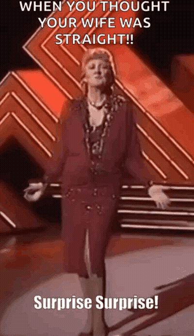 Woman In Red Dress Surprise Surprise GIF