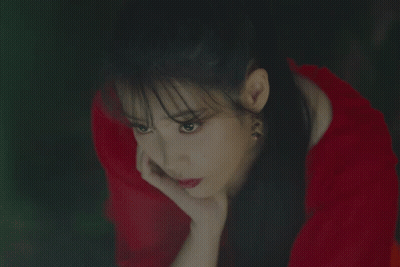 Woman In Red Dress Thinking GIF