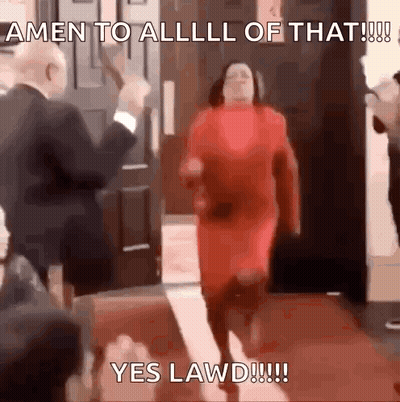 Woman In Red Dress Walking Red Carpet Amen To All GIF