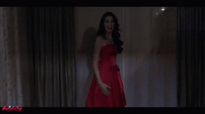 Woman In Red Dress With Angels GIF